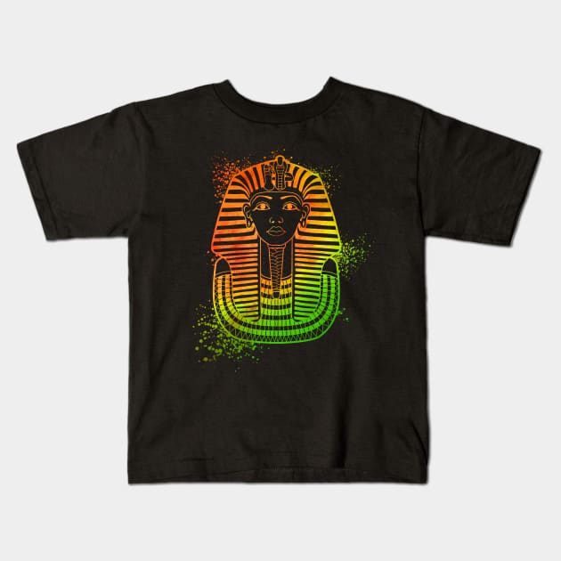 Colorful drawing of Tutankhamun Kids T-Shirt by Modern Medieval Design